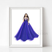 Blauw, kunstwerk, mode illustratie poster