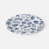 Blauw kust-huwelijk papieren bord (Gekanteld)