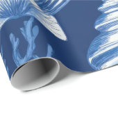 Blauw kust toile zeeschelp koraal patroon (2) cadeaupapier (Rol Hoek)