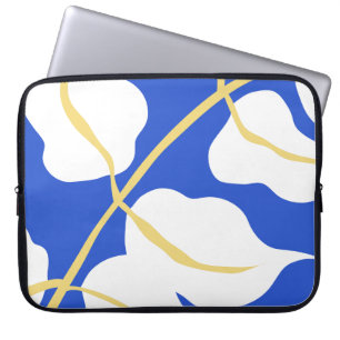 Blauw kustzomer print blad laptop sleeve