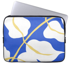 Blauw kustzomer print blad laptop sleeve
