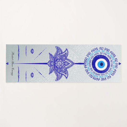Blauw Kwaad Oog Geen Slechte Vibes Mandala Patrone Yogamat (Voorkant (horizontaal))