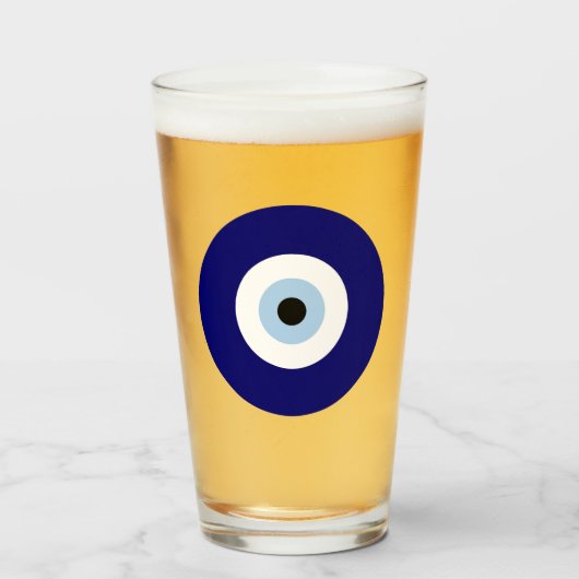 Blauw Kwaad Oog Succes & Bescherming Symbool Glas (Voorkant gevuld)