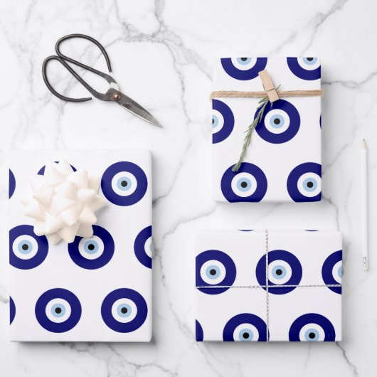 Blauw Kwaad Oog Succes & Bescherming Symbool Inpakpapier Vel (Voorkant)