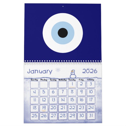 Blauw Kwaad Oog Succes & Bescherming Symbool Kalender (Jan 2026)