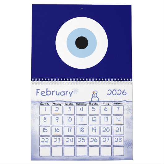 Blauw Kwaad Oog Succes & Bescherming Symbool Kalender (Feb 2026)