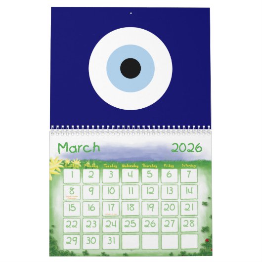 Blauw Kwaad Oog Succes & Bescherming Symbool Kalender (Mar 2026)