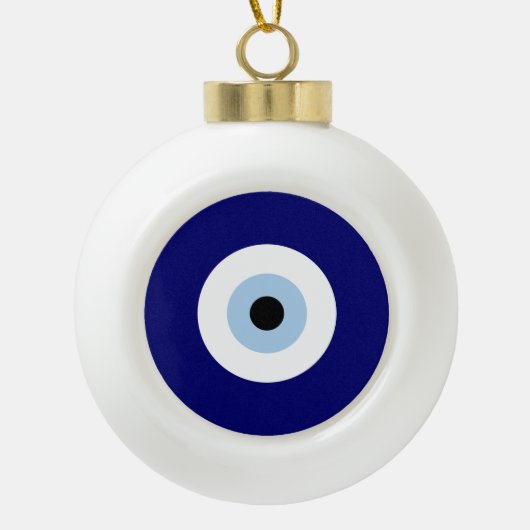 Blauw Kwaad Oog Succes & Bescherming Symbool Keramische Bal Ornament (Voorkant)