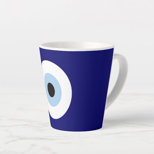 Blauw Kwaad Oog Succes & Bescherming Symbool Latte Mok (Rechterhoek)