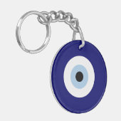 Blauw Kwaad Oog Succes & Bescherming Symbool Sleutelhanger (Voorkant Links)