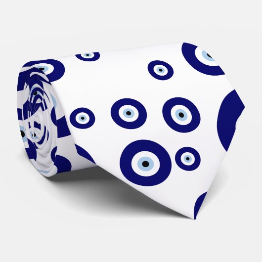 Blauw Kwaad Oog Succes & Bescherming Symbool Stropdas (Opgerold)