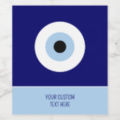 Blauw Kwaad Oog Succes & Bescherming Symbool Wijn Etiket (Enkel label)
