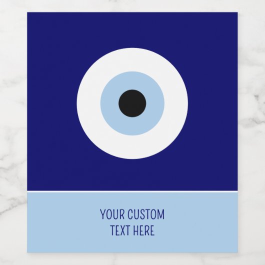 Blauw Kwaad Oog Succes & Bescherming Symbool Wijn Etiket (Enkel label)