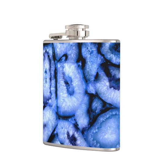 Blauw kwartsgewijs, blauw gedicht, abstract patroo heupfles (Links)