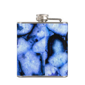 Blauw kwartsgewijs, blauw gedicht, abstract patroo heupfles (Achterkant)