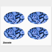 Blauw kwartsgewijs, blauw gedicht, abstract patroo ovale sticker (Vel)