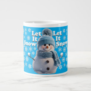 Blauw Laat het Sneeuwen Pret Sneeuwman Speciale Mo Extra Grote Beker