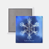 Blauw laat Snowflake 2-inch Square Magnet Magneet (Voorkant / Achterkant)
