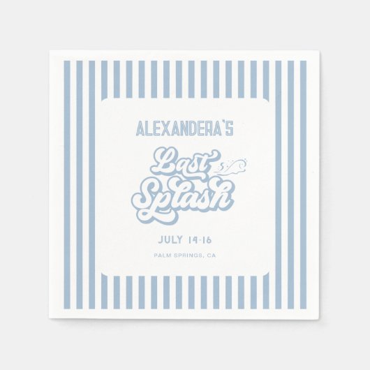 Blauw Laatste splash Bachelorette Servet (Voorkant)
