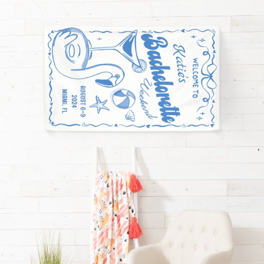 Blauw Laatste Toast Strand Bachelorette Weekend Ba Spandoek (Insitu)