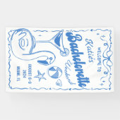 Blauw Laatste Toast Strand Bachelorette Weekend Ba Spandoek (Horizontaal)