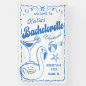 Blauw Laatste Toast Strand Bachelorette Weekend Ba Spandoek (Verticaal)