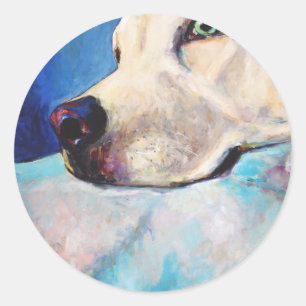 Blauw lab ronde sticker