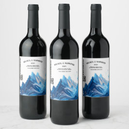 Blauw Label voor bruiloften Wijn Etiket