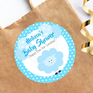 Blauw Lam Cute Kawaii Baby Shower Moderne Dank Je Ronde Sticker