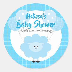 Blauw Lam Schattige Modern Kawaii Sweet Boy Baby s Ronde Sticker