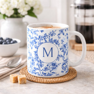 Blauw Landelijk Bloemendrieletterwoord Koffiemok