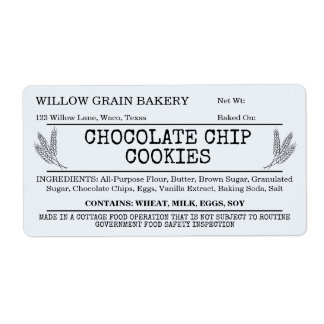Blauw Landelijk Cottage Chocolate Chip Cookie Etik Etiket