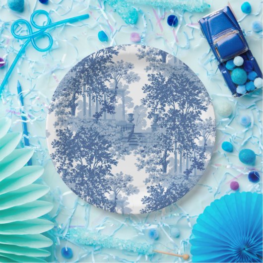 blauw landschapsprofiel met URL's en kolommen Papieren Bordje (Feest)