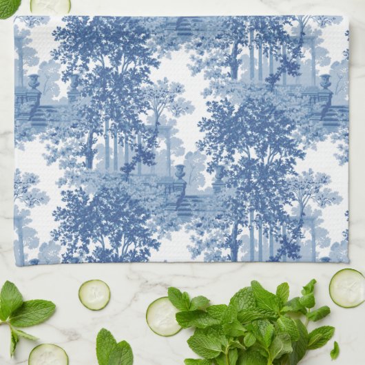 blauw landschapsprofiel met URL's en kolommen Theedoek (Gevouwen)