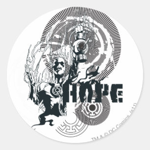 Blauw Lantern Grafisch 4 Ronde Sticker