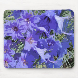 Blauw Larkspur-bloemontwerp op een mousepad Muismat