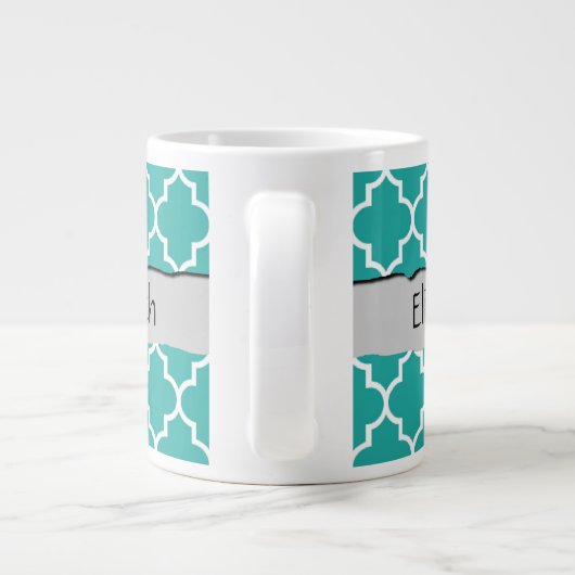 Blauw latenwerk, Quatrefoil, Trellis, Jouw naam Jumbo Mok (Achterkant)