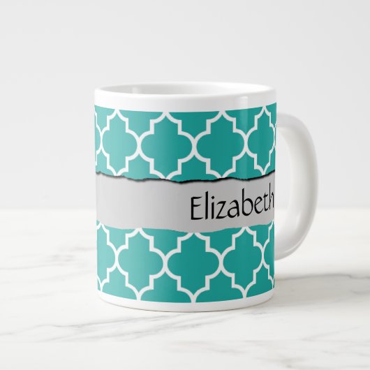 Blauw latenwerk, Quatrefoil, Trellis, Jouw naam Jumbo Mok (Voorkant rechts)