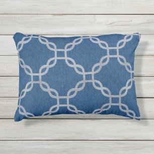 Blauw Lattice Openluchtaccenthoofdkussen 16"x 12" Buitenkussen