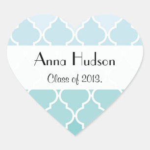 Blauw Latticework, Ombre, Quatrefoil, Afstuderen Hart Sticker