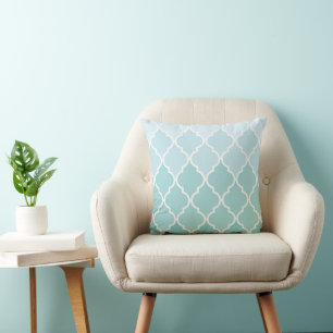 Blauw Latticework, Ombre, Quatrefoil, Trellis Kussen