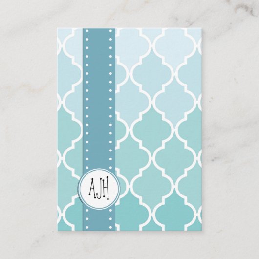 Blauw Latticework, Ombre, Quatrefoil, Trellis Visitekaartje (Voorkant)