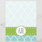 Blauw Latticework, Quatrefoil, Trellis, Monogram (Voorkant)