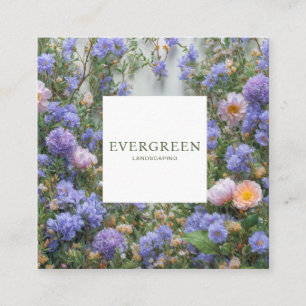 Blauw Lavendel Bloemig Vierkant Frame Boheemse Vierkante Visitekaartje