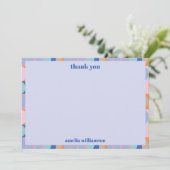 Blauw Lavendel Modern Gepersonaliseerde Bruidsdouc Bedankkaart (Staand voorkant)