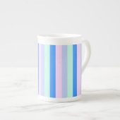 Blauw, Lavendel, Roze & Pastel Mint Groene strepen Porselein Kop (Voorkant rechts)