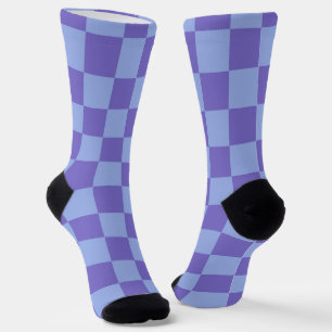 Blauw & lavendel schaakbordpatroon sokken