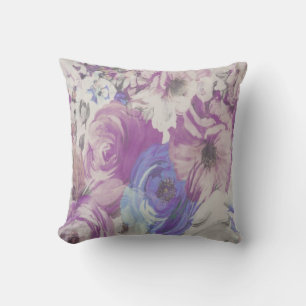 Blauw/lavender Floral Kussen