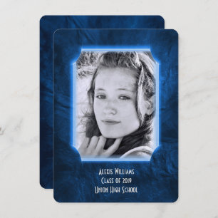 Blauw leder Afstuderen uitnodigen Kaart
