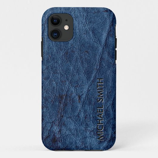 Blauw leder Case-Mate iPhone case (Achterkant)